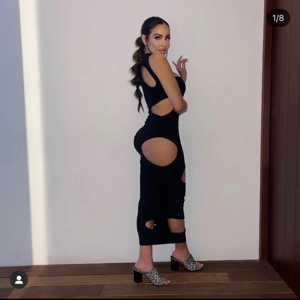 Cut out sexy body con long dress